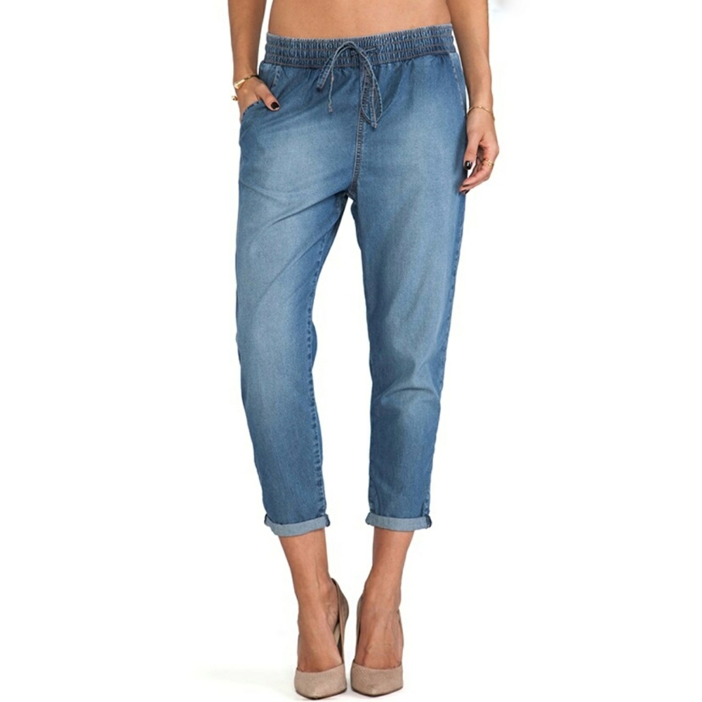 Current Elliott Drawstring Chambray Cropped Lounge Pants